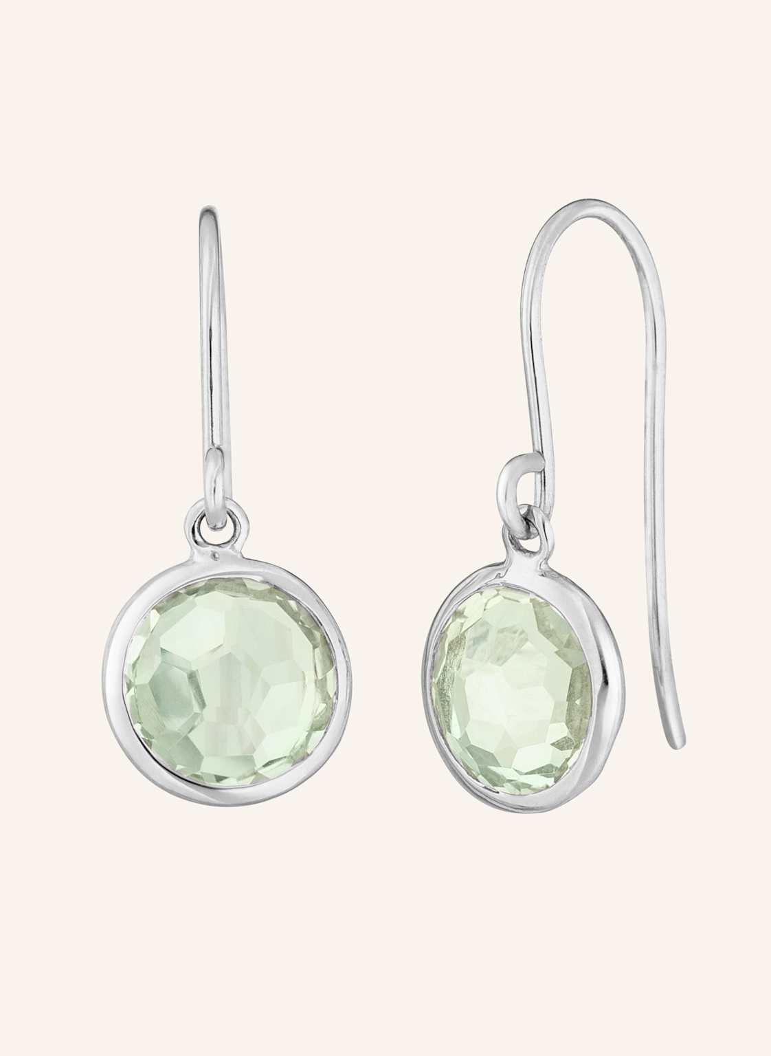Leaf Ohrringe Green Amethyst aus14 Karat Weißgold silber von Leaf