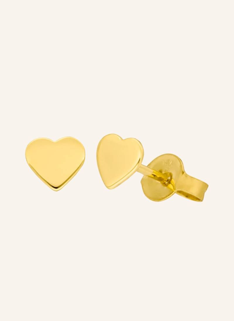 Leaf Ohrstecker Herz Aus 14 Karat Gelbgold gold von Leaf