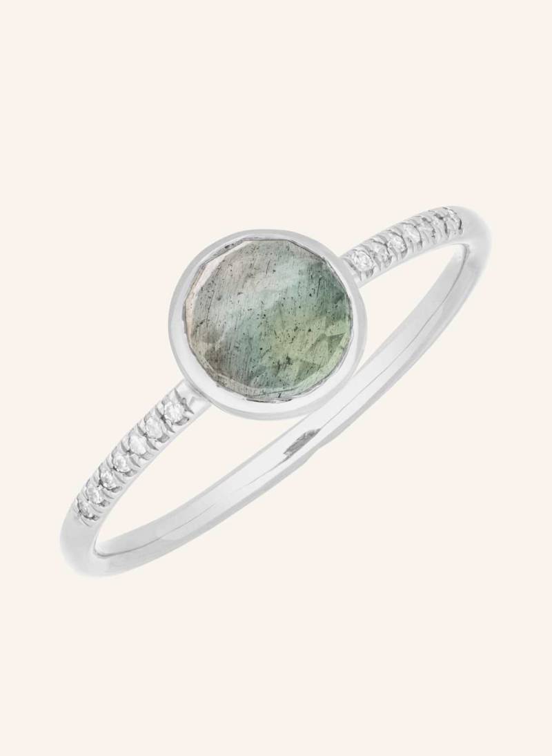 Leaf Ring Labradorit Aus 14 Karat Weißgold Mit Diamanten silber von Leaf