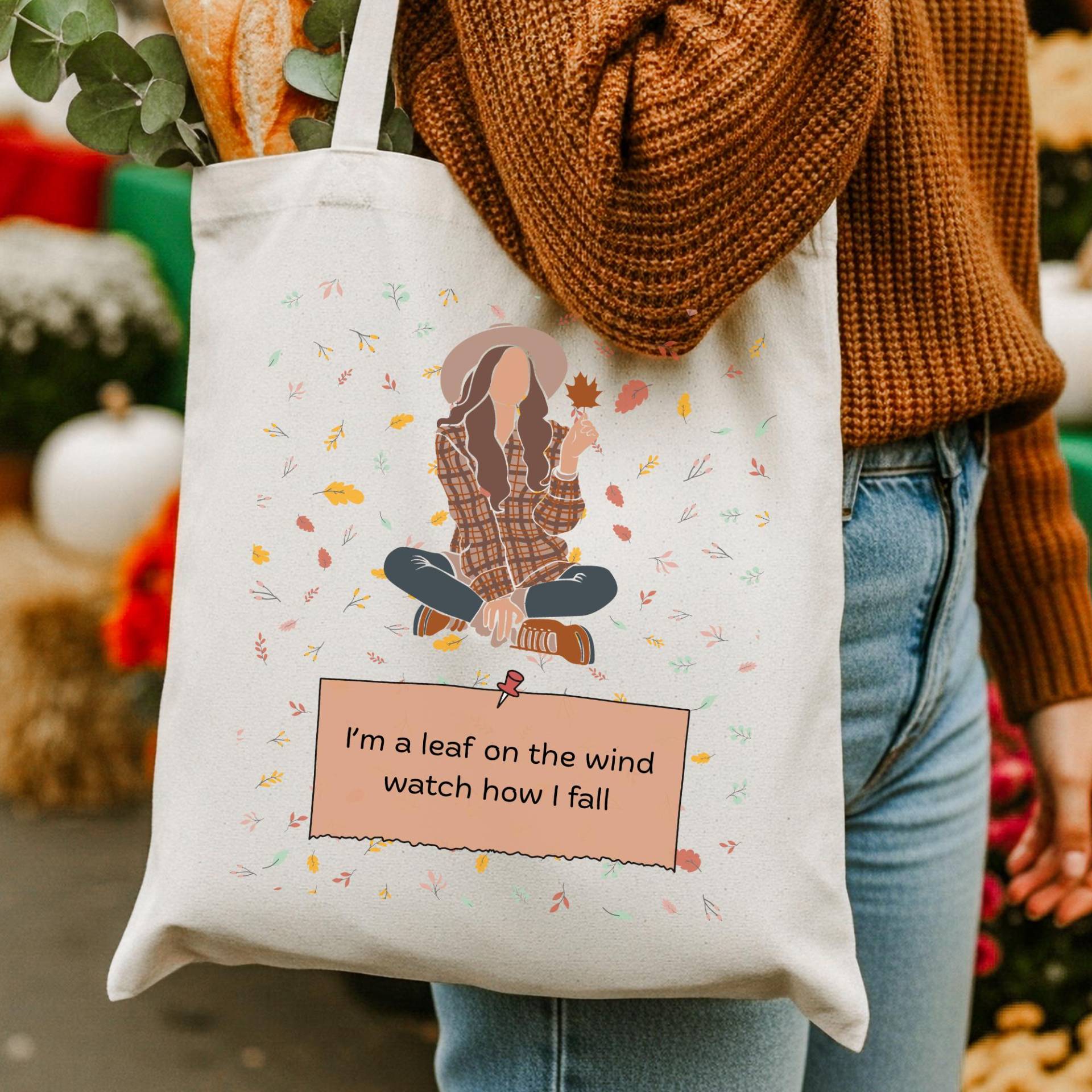 Autumn Tote Bag-Leaf On The Wind-Cozy Fall Aesthetic Canvas Bag-Shopping Bag With Tree Print-Gift Idea -Pumpkin Season Bag-Subtle Humor Autumn Tote Bag-Leaf On The Wind-Cozy Fall Aesthetic Canvas Bag-Shopping Bag With Tree Print-Gift Idea -Pumpkin Season Bag-Subtle Humor von LeafAndLinenDesign