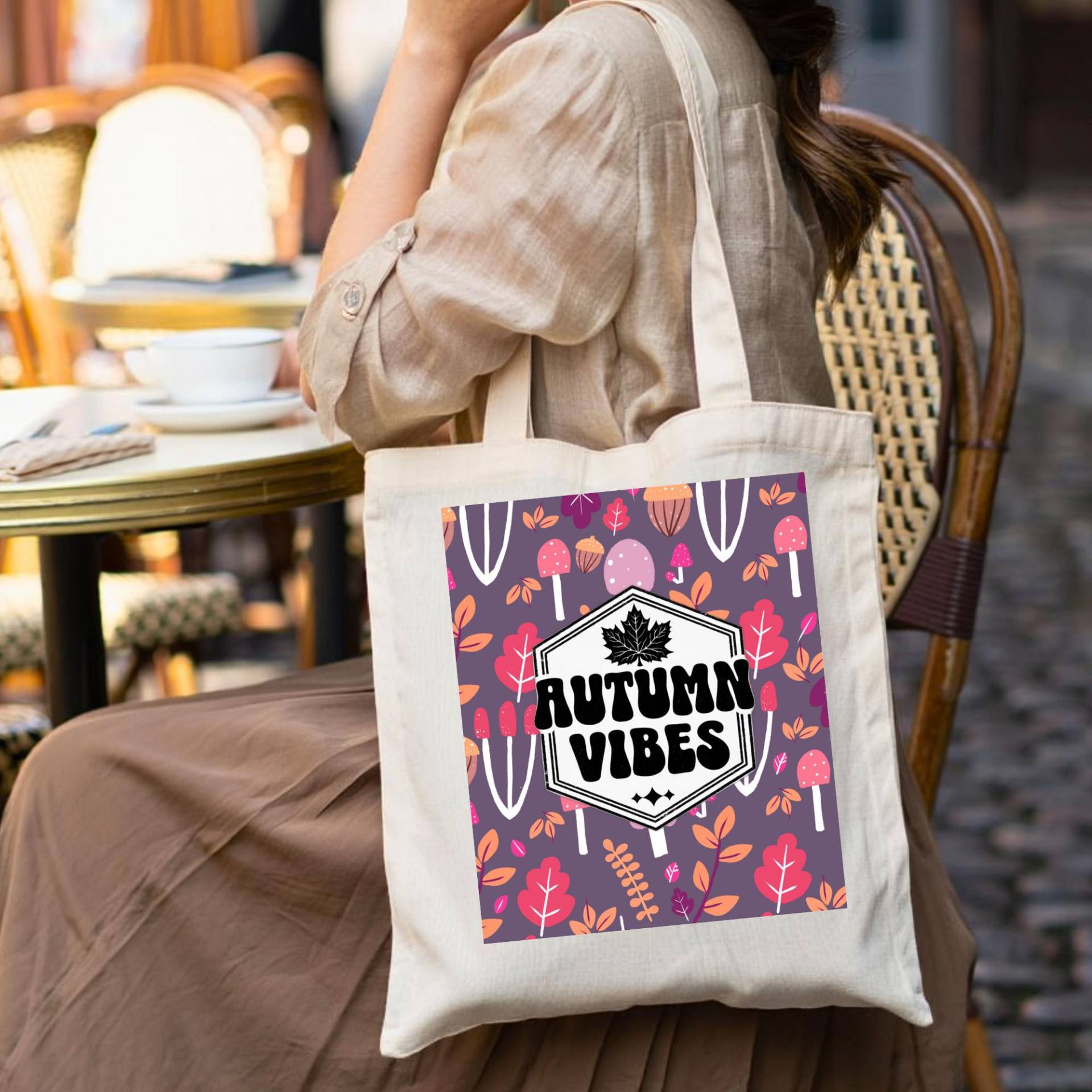 Canvas Tote Bag - Autumn Vibes Retro Print | Cotton Fall Aesthetic Reusable Shopping Thanksgiving Gift Cozy Accessory Canvas Tote Bag - Autumn Vibes Retro Print | Cotton Fall Aesthetic Reusable Shopping Thanksgiving Gift Cozy Accessory von LeafAndLinenDesign