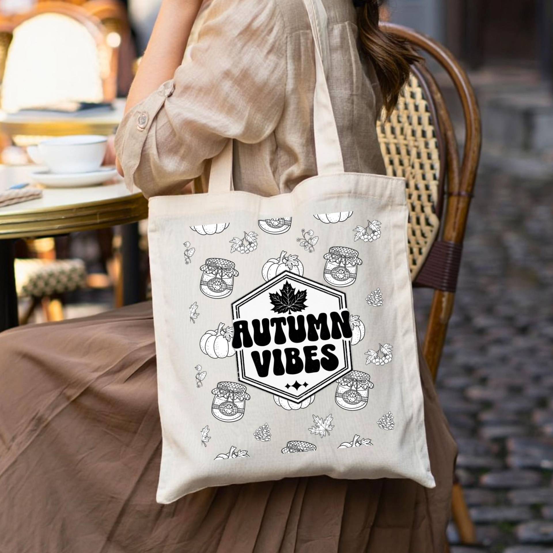 Canvas Tote Bag - Autumn Vibes Retro Print | Cotton Fall Aesthetic Reusable Shopping Thanksgiving Gift Cozy Accessory Canvas Tote Bag - Autumn Vibes Retro Print | Cotton Fall Aesthetic Reusable Shopping Thanksgiving Gift Cozy Accessory von LeafAndLinenDesign