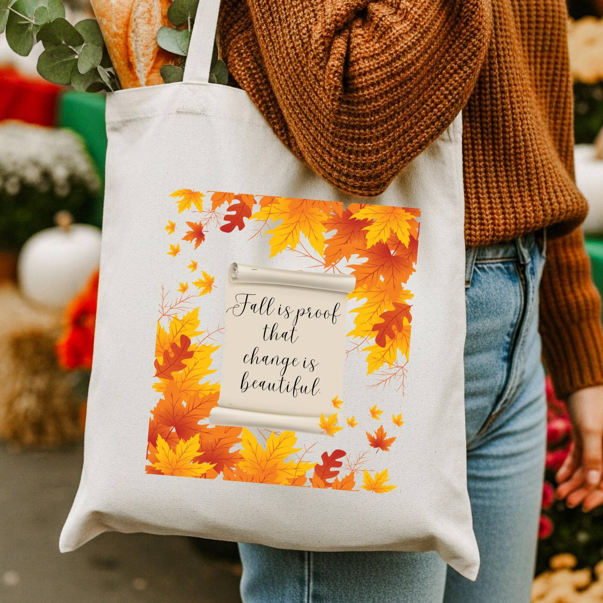 Fall Tote Bag - Is Proof That Change Beautiful Autumn Quote Cozy Aesthetic Seasonal Canvas Gift For Her Fall Tote Bag - Is Proof That Change Beautiful Autumn Quote Cozy Aesthetic Seasonal Canvas Gift For Her von LeafAndLinenDesign