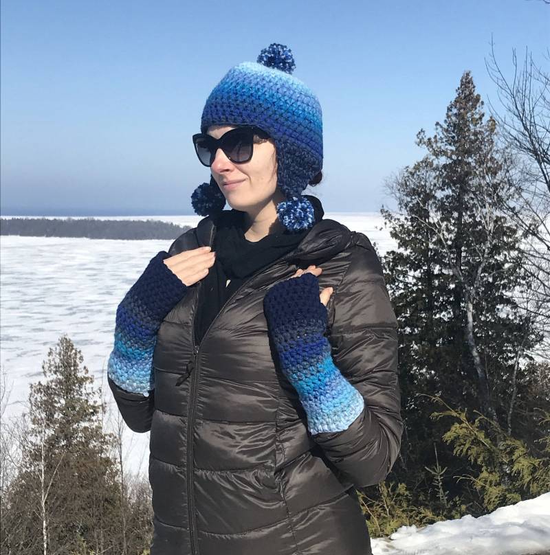 Blau Ombre Gehäkelte Armstulpen Handstulpen Aus Acryl von LeafLee