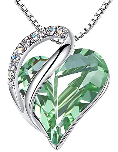 Leafael Birthstone Halskette für Damen | Halskette für Frauen mit heilenden Kristallen | Allergiefreie Anhänger Halskette mit Geschenkbox inklusive| Heller Chrysolith Grün für August von Leafael