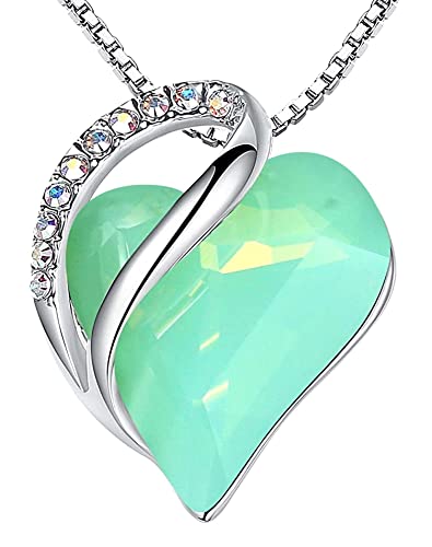 Leafael Birthstone Halskette für Damen | Halskette für Frauen mit heilenden Kristallen | Allergiefreie Anhänger Halskette mit Geschenkbox inklusive| Jade Opalgrün für Glück von Leafael