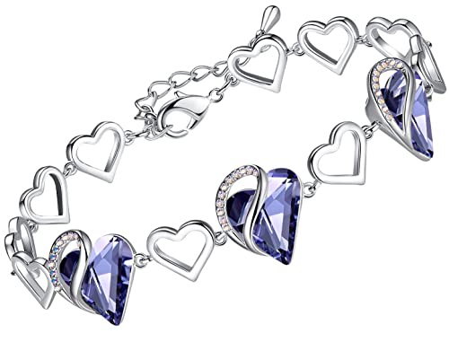 Leafael Infinity Liebe Herz Armband Damen Silber-Ton, Geburtsstein Armbänder für Frauen mit heilenden Kristallen, Allergie-freien Schmuck Damen mit Geschenkbox, 7-Zoll-Kette und 2-Zoll-Verlängerung Leafael Infinity Liebe Herz Armband Damen Silber-Ton, Geburtsstein Armbänder für Frauen mit heilenden Kristallen, Allergie-freien Schmuck Damen mit Geschenkbox, 7-Zoll-Kette und 2-Zoll-Verlängerung von Leafael