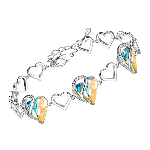 Leafael Infinity Liebe Herz Armband Damen Silber-Ton, Geburtsstein Armbänder für Frauen mit heilenden Kristallen, Allergie-freien Schmuck Damen mit Geschenkbox, 7-Zoll-Kette und 2-Zoll-Verlängerung Leafael Infinity Liebe Herz Armband Damen Silber-Ton, Geburtsstein Armbänder für Frauen mit heilenden Kristallen, Allergie-freien Schmuck Damen mit Geschenkbox, 7-Zoll-Kette und 2-Zoll-Verlängerung von Leafael