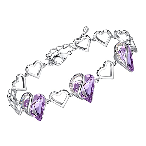 Leafael Infinity Liebe Herz Armband Damen Silber-Ton, Geburtsstein Armbänder für Frauen mit heilenden Kristallen, Allergie-freien Schmuck Damen mit Geschenkbox, 7-Zoll-Kette und 2-Zoll-Verlängerung von Leafael