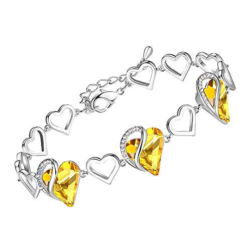Leafael Infinity Liebe Herz Armband Damen Silber-Ton, Geburtsstein Armbänder für Frauen mit heilenden Kristallen, Allergie-freien Schmuck Damen mit Geschenkbox, 7-Zoll-Kette und 2-Zoll-Verlängerung Leafael Infinity Liebe Herz Armband Damen Silber-Ton, Geburtsstein Armbänder für Frauen mit heilenden Kristallen, Allergie-freien Schmuck Damen mit Geschenkbox, 7-Zoll-Kette und 2-Zoll-Verlängerung von Leafael