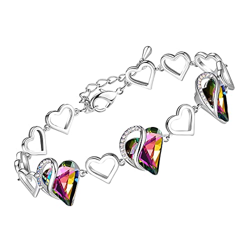 Leafael Infinity Liebe Herz Armband Damen Silber-Ton, Geburtsstein Armbänder für Frauen mit heilenden Kristallen, Allergie-freien Schmuck Damen mit Geschenkbox, 7-Zoll-Kette und 2-Zoll-Verlängerung Leafael Infinity Liebe Herz Armband Damen Silber-Ton, Geburtsstein Armbänder für Frauen mit heilenden Kristallen, Allergie-freien Schmuck Damen mit Geschenkbox, 7-Zoll-Kette und 2-Zoll-Verlängerung von Leafael
