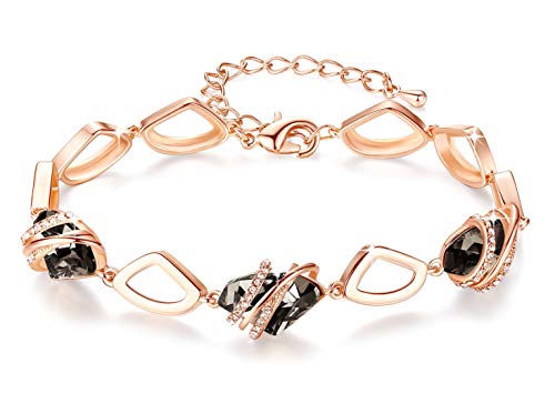 Leafael Wunschstein Kristall Link Charme Armband Damen, Geburtsstein Armbänder mit Heilung Kristalle, Schmuck Damen mit Geschenkbox, Silber-Ton oder Rose Gold plattiert Armbänder für Frauen von Leafael