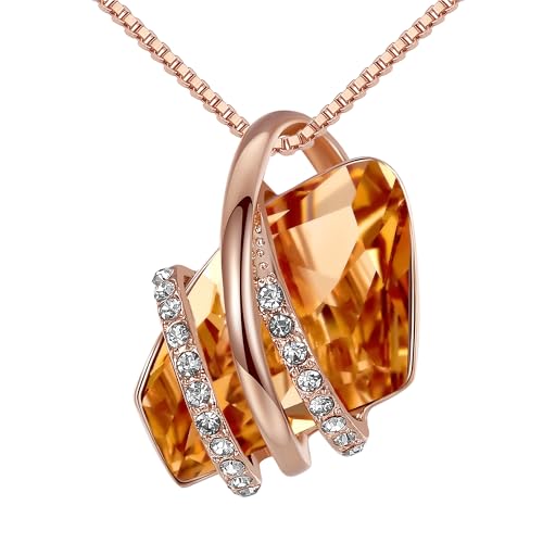 Leafael Wunschstein Halskette Damen, Halsketten für Frauen mit Geburtsstein Kristalle, Schmuck für Frauen mit Geschenk-Box, Allergie-frei Geburtsstein kette damen, Anhänger Silber-Ton oder Rose Gold von Leafael