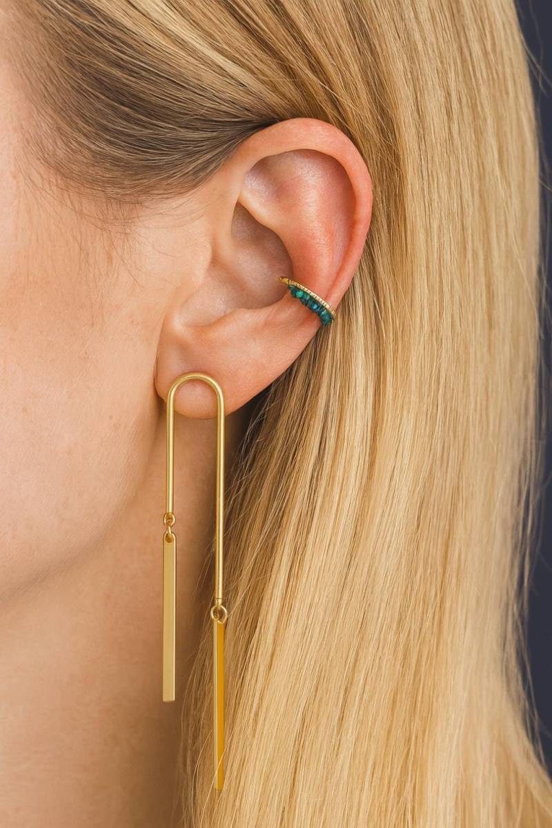 Bogen Ohrringe Boho Statement Ohrstecker Pendel in Bogenform von Leafberries