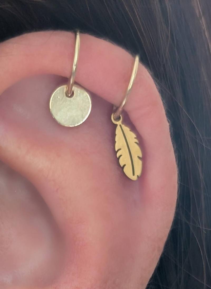 Feder Helix Ear Cuff Helix Ohrklemme Mit Anhänger Kleine Für Oberes Ohr Ohrmanschette von Leafberries