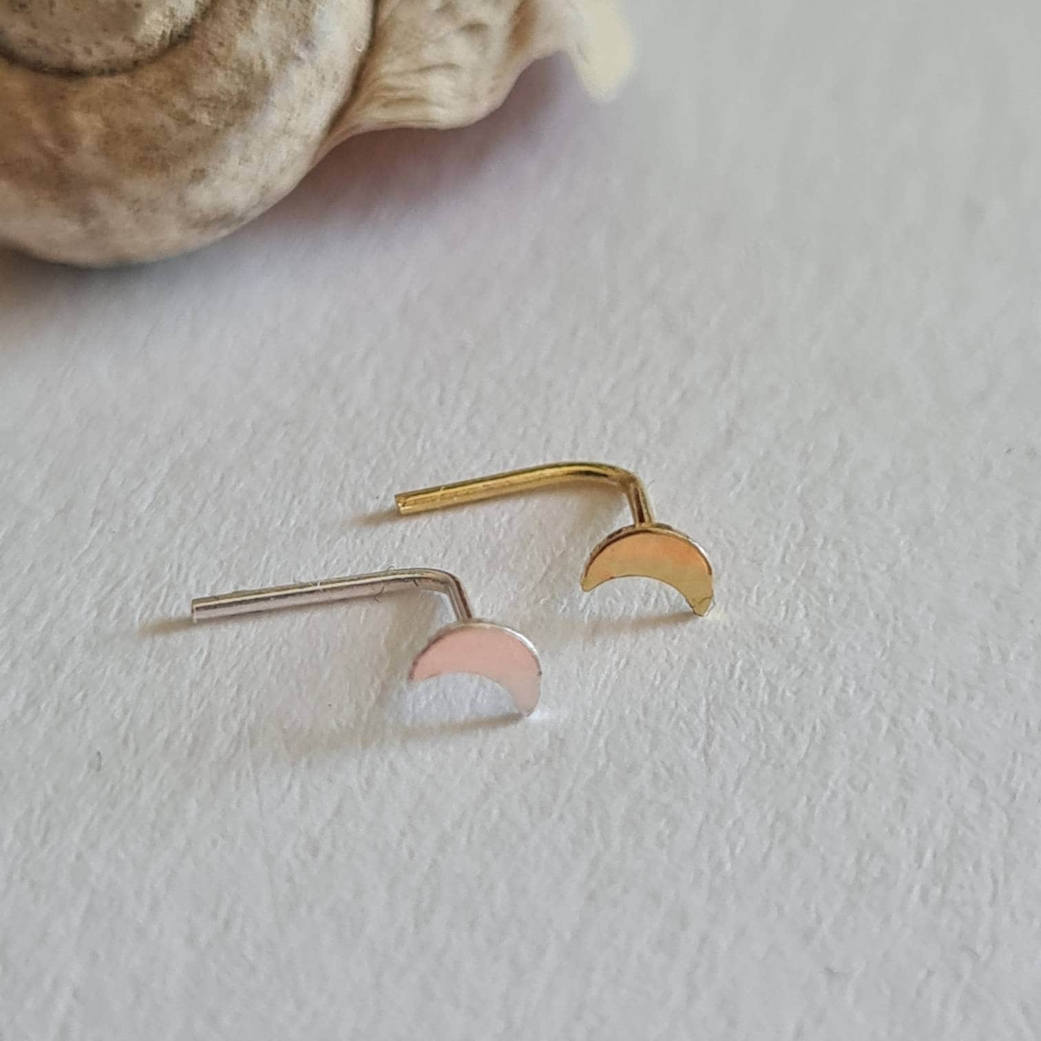 Mond Nasenstecker Mondsichel Nasenpiercing 925 Silber Oder Vergoldet0, 5 Mm Stärke Kleiner von Leafberries