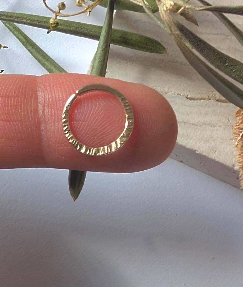 Septum Ring Textur Piercing Gold Silber Boho Nasenring Gehämmerter Piercingring von Leafberries