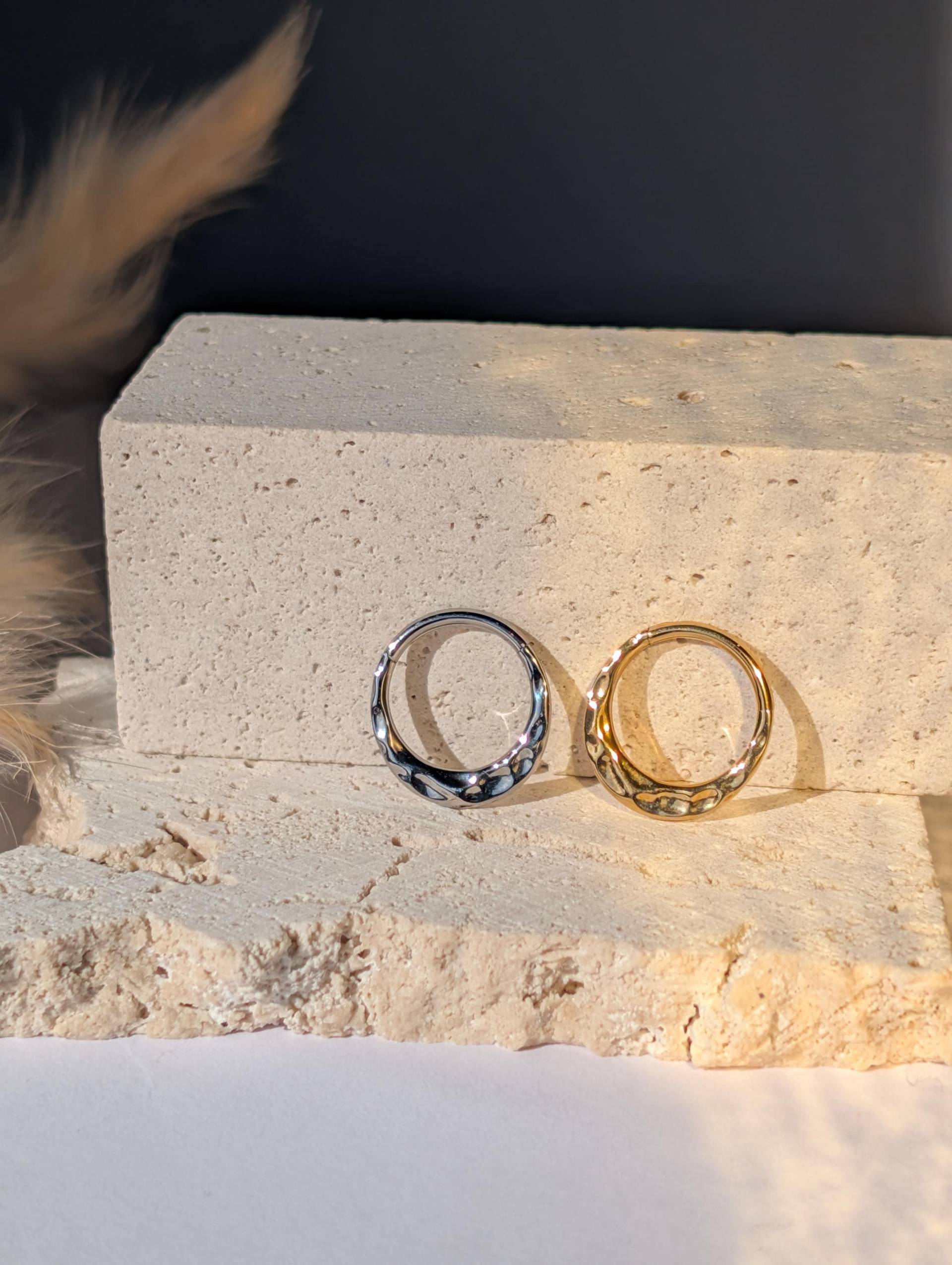 Septum Zum Wenden Piercing Gold Silber Boho Ring Gehämmert Daith von Leafberries