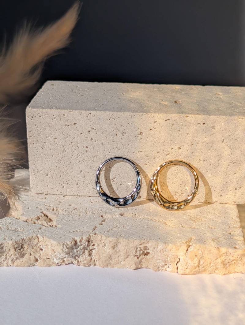 Septum Zum Wenden Piercing Gold Silber Boho Ring Gehämmert Daith von Leafberries