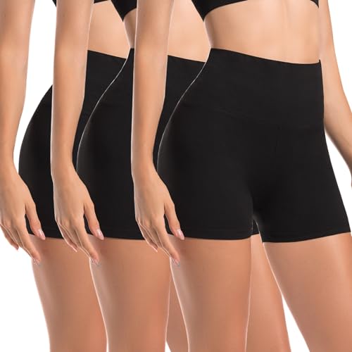 Leafigure 3er Pack Schwarz Damen Kurze Sporthose High Waist Fitness Shorts Blickdichte Radlerhose Sportshorts LXL von Leafigure