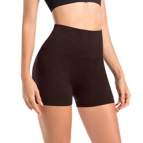 Leafigure Fitness High Waisted Opaque Shorts Übung Hot Pants für Damen Dunkelbraun SM von Leafigure