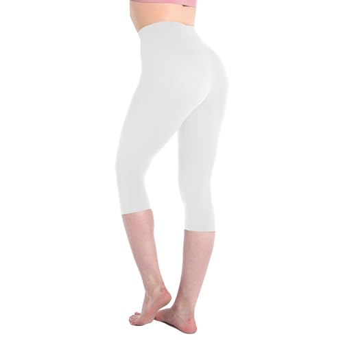 Leafigure Leggings Damen High Waist - 3/4 Leggins Blickdicht Weiß für Sport Gym Yoga XXL von Leafigure