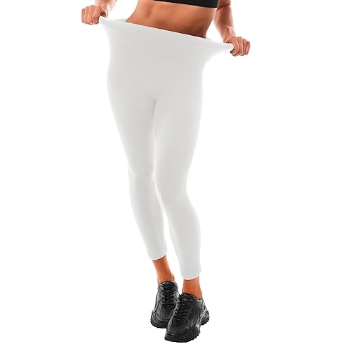Leafigure Leggings Damen High Waist - Leggins Blickdicht Weiß für Sport Gym Yoga XXL von Leafigure