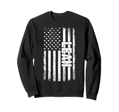 Leah persönlicher Name American Flag Retro Frauen lustig Sweatshirt von Leah Specialized First Girl Woman Name Tee
