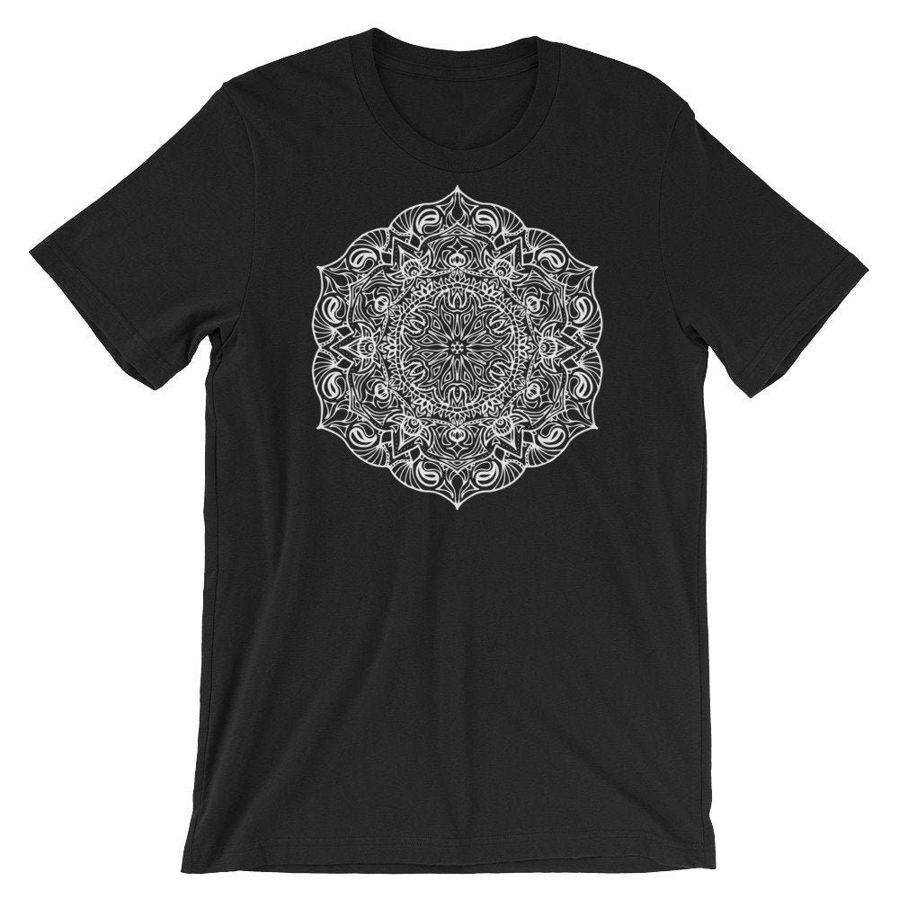 Mandala T-Shirt, Yoga Shirt, Geschenke, Kleidung, Heilige Geometrie, Meditation Festival Hippie Herren Zen von LeahMcNeir