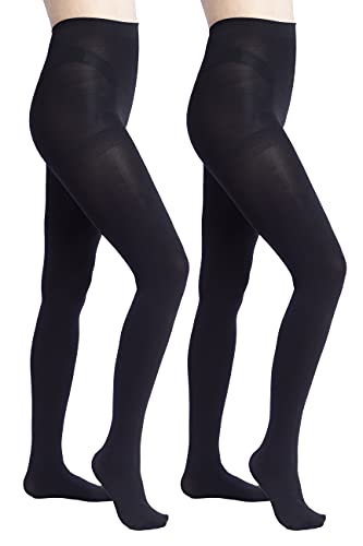 Leamel 2er-Pack Damen 200 Blickdichte Strumpfhose Matt 200 Denier Passt Perfekt Schwarz (2er-Pack Schwarz, M) von Leamel