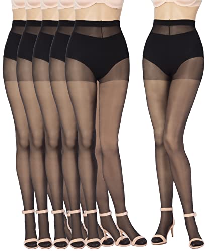 Leamel 6 Paar 15 Denier Matt Sheer Weich Flexibel Dehnbar Strumpfhosen, 6 Paar schwarz, 36 von Leamel