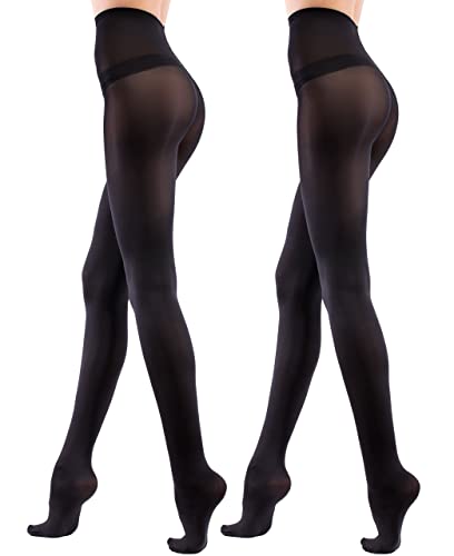 Leamel Damen 80 Blickdichte Strumpfhose Matt 80 Denier Passt Perfekt (2er-Pack Schwarz, L) von Leamel