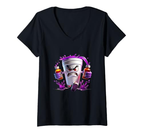 Damen Lean Shirts, Purple Drank, Dirty Double Cup, Lean Line T-Shirt mit V-Ausschnitt Damen Lean Shirts, Purple Drank, Dirty Double Cup, Lean Line T-Shirt mit V-Ausschnitt von Lean shirts, Purple Drank, Dirty Double cup, Lean