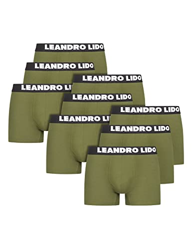 Leandro Lido Ravello Herren Classic Boxershorts 3er und 9er-Pack atmungsaktiv, Baumwollmischung, enganliegend, Männer Unterwäsche Set (as3, Alpha, m, Regular, Regular, 9er Grün) von Leandro Lido