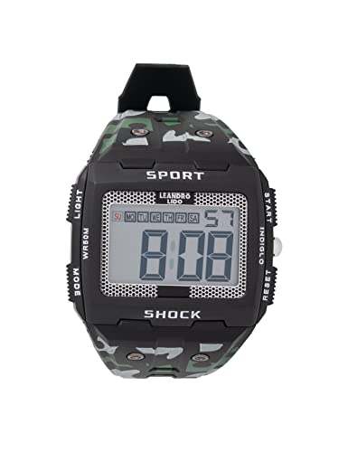 Leandro Lido Unisex Sport Uhr - Digitales 12-Bit-Display mit Stoppuhr, Alarm und Stundensignal-Funktion - Wasserdicht bis 3 ATM - Geeignet für Sport und Freizeit (Sterpeto - Camouflage) von Leandro Lido