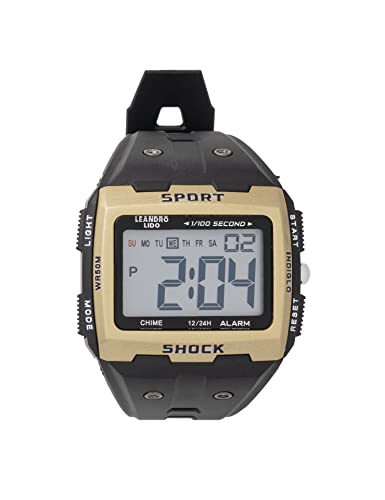 Leandro Lido Unisex Sport Uhr - Digitales 12-Bit-Display mit Stoppuhr, Alarm und Stundensignal-Funktion - Wasserdicht bis 3 ATM - Geeignet für Sport und Freizeit (Sterpeto - Gold/Schwarz) von Leandro Lido