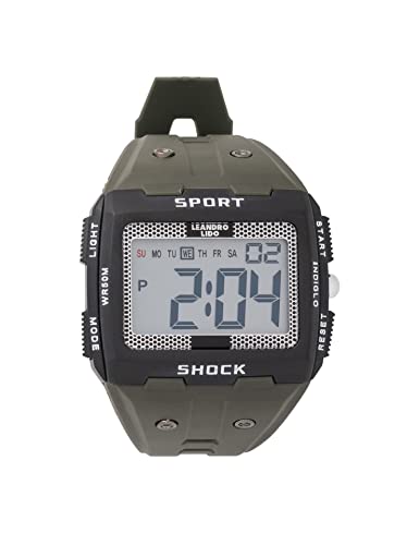 Leandro Lido Unisex Sport Uhr - Digitales 12-Bit-Display mit Stoppuhr, Alarm und Stundensignal-Funktion - Wasserdicht bis 3 ATM - Geeignet für Sport und Freizeit (Sterpeto - Grün) von Leandro Lido