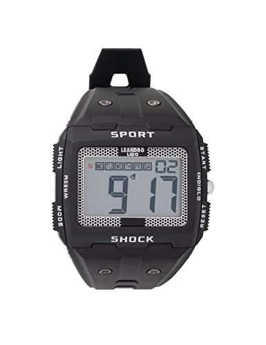 Leandro Lido Unisex Sport Uhr - Digitales 12-Bit-Display mit Stoppuhr, Alarm und Stundensignal-Funktion - Wasserdicht bis 3 ATM - Geeignet für Sport und Freizeit (Sterpeto - Schwarz Gepunktet) von Leandro Lido