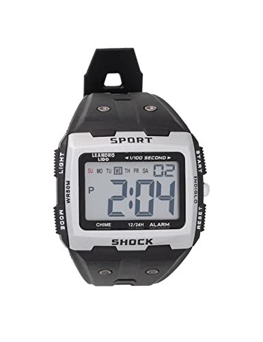 Leandro Lido Unisex Sport Uhr - Digitales 12-Bit-Display mit Stoppuhr, Alarm und Stundensignal-Funktion - Wasserdicht bis 3 ATM - Geeignet für Sport und Freizeit (Sterpeto - Silber/Schwarz) von Leandro Lido