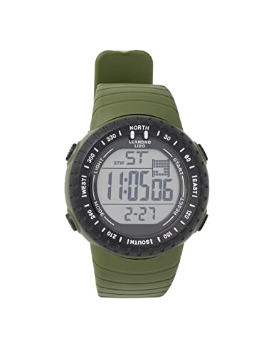 Leandro Lido Unisex Sport Uhr - Digitales 12-Bit-Display mit Stoppuhr, Alarm und Stundensignal-Funktion - Wasserdicht bis 3 ATM - Geeignet für Sport und Freizeit (Vescia - Grün) von Leandro Lido
