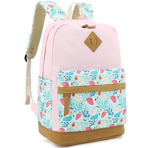 Leaper Mädchen Mode Schule Rucksack Leinwand Rucksack Reisetasche Schultertasche Satchel Daypack, Pink-Schwan, Large, Niedlich von Leaper