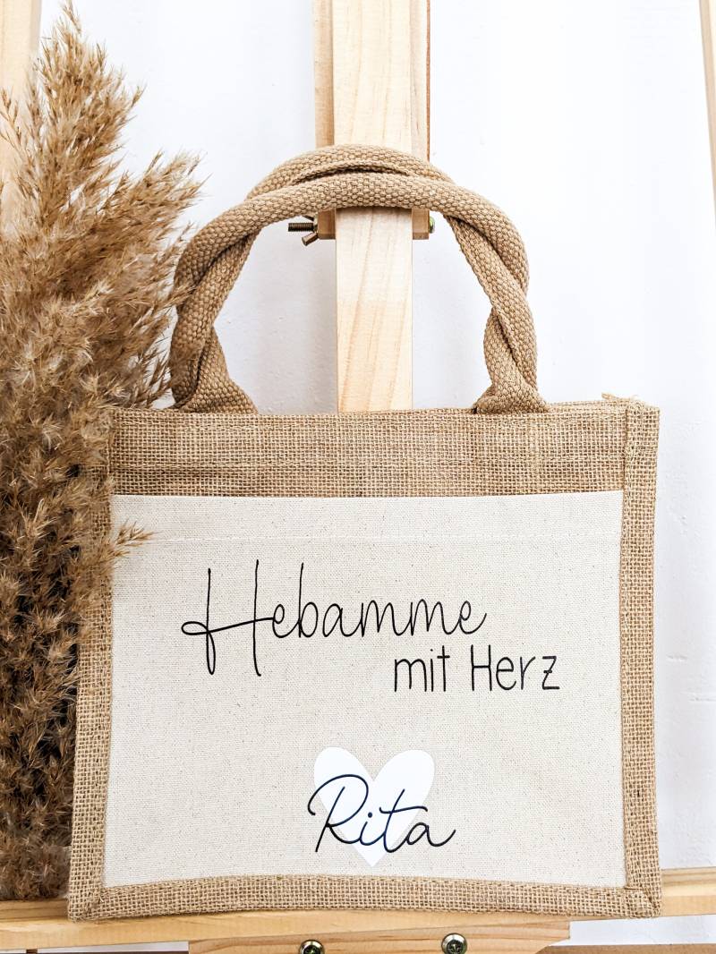 Jutetasche | Geschenketasche Personalisierte Shopper| Individuelle Geschenke Hebamme Beste von LeapsofjoyDE