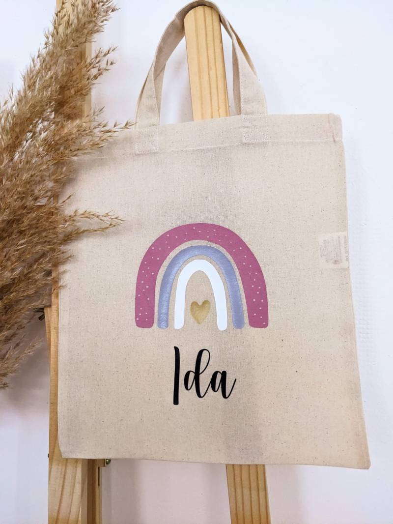 Jutetasche| Regenbogen | Kindertasche Stoffbeutel Kindergarten Stofftasche Personalisiert Kinderbeutel Jutebeutel von LeapsofjoyDE