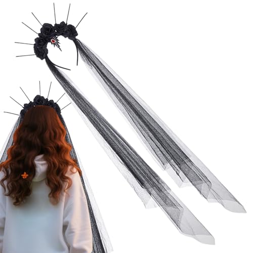 Halloween-Blumenkopfschmuck – Dunkler Blumenkranz, Kostümball-Accessoire | Damen- und Mädchen-Maskenball-Hochzeits-Cosplay-Kopfschmuck, elegantes Gothic-Vampir-Hexe-Outfit mit sicherem, rutschfe von LearnLyrics
