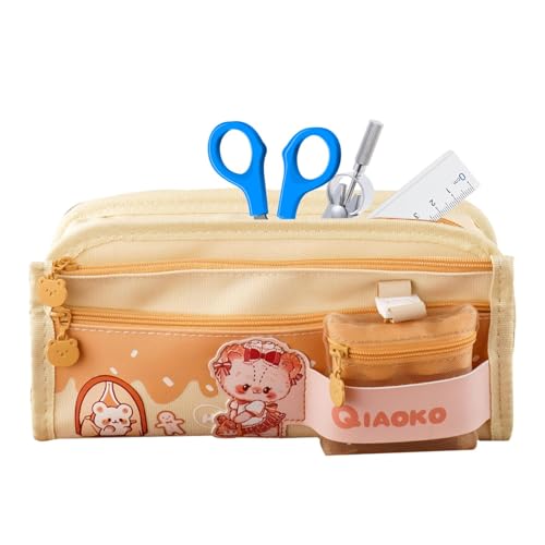 LearnLyrics Einfaches Federmäppchen, Federmäppchen mit großem Fassungsvermögen,Dreischichtige Schreibwarenbox für Stifte | Ästhetische Federmäppchen, College-Federmäppchen, multifunktionale von LearnLyrics