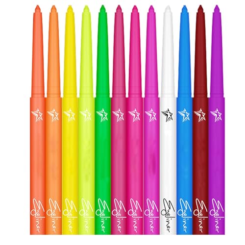 LearnLyrics Farbiger Eyeliner-Flüssigkeit,Farbiger Eyeliner | 12 Farben Regenbogen-Eyeliner, wasserfest, hochpräzise Stiftspitze - Hochpigmentiertes, langanhaltendes Augen-Make-up-Set, von LearnLyrics