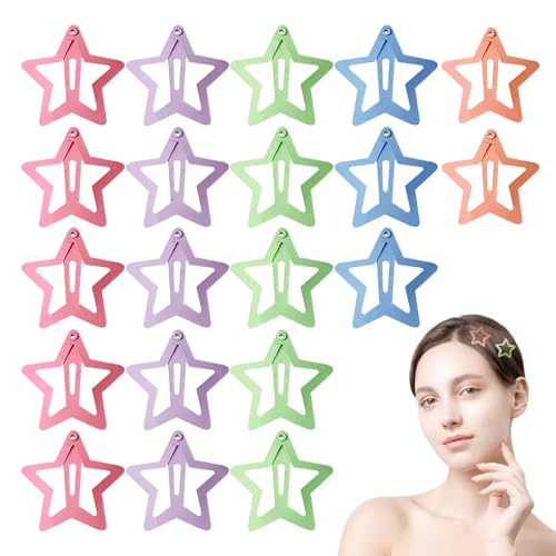 LearnLyrics Haarspangen Stern, Haarspangen aus Metall | Haarspange mit bunten Sternen – niedliche Stern-Haarspangen, 20 x Haarspangen mit Sternen aus Metall für Frauen von LearnLyrics