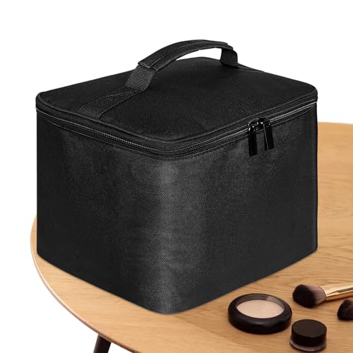 LearnLyrics Kosmetik-Organizer, Reise-Make-up-Tasche mit großer Kapazität | Wasserdichte Kosmetiktasche mit Tragegriff und tragbarer Kosmetiktasche mit verstellbarem Trenner für verschiedene, Schwarz von LearnLyrics