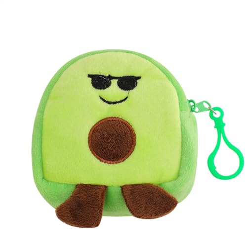 LearnLyrics Niedliche Avocado-Plüsch-Münzgeldbörse | Obst-kleine Geldbörse für Kleingeld, Cartoon-Plüsch, modischer Avocado-Plüsch-Taschen-Anhänger, kleine weiche Münzbörse für Headset, Lippenstift von LearnLyrics