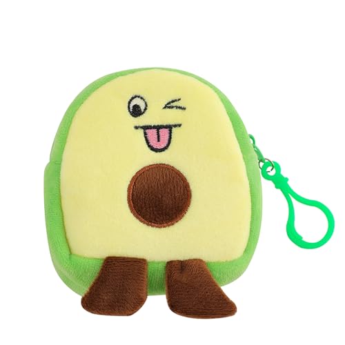 LearnLyrics Niedliche Avocado-Plüsch-Münzgeldbörse | Obst-kleine Geldbörse für Kleingeld, Cartoon-Plüsch, modischer Avocado-Plüsch-Taschen-Anhänger, kleine weiche Münzbörse für Headset, Lippenstift von LearnLyrics